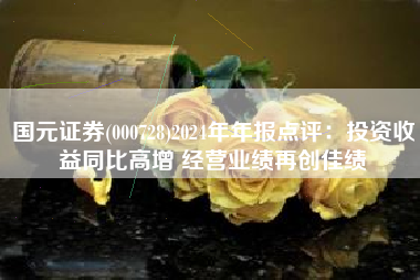 国元证券(000728)2024年年报点评：投资收益同比高增 经营业绩再创佳绩