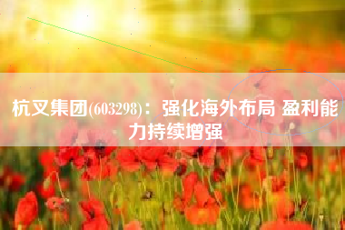 杭叉集团(603298)：强化海外布局 盈利能力持续增强