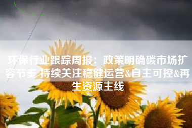 环保行业跟踪周报：政策明确碳市场扩容节奏 持续关注稳健运营&自主可控&再生资源主线