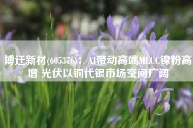 博迁新材(605376)：AI带动高端MLCC镍粉高增 光伏以铜代银市场空间广阔