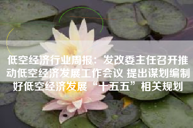 低空经济行业周报：发改委主任召开推动低空经济发展工作会议 提出谋划编制好低空经济发展“十五五”相关规划