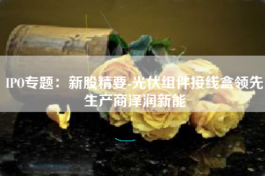 IPO专题：新股精要-光伏组件接线盒领先生产商泽润新能