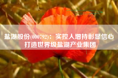 盐湖股份(000792)：实控人增持彰显信心 打造世界级盐湖产业集团