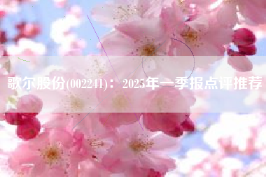 歌尔股份(002241)：2025年一季报点评推荐
