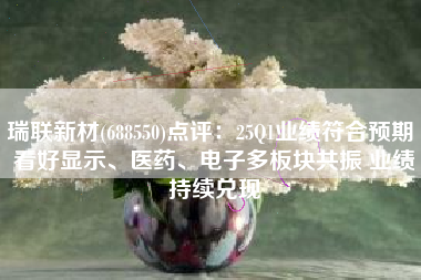 瑞联新材(688550)点评：25Q1业绩符合预期 看好显示、医药、电子多板块共振 业绩持续兑现