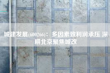 城建发展(600266)：多因素致利润承压 深耕北京聚焦城改