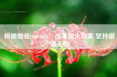 恒顺醋业(600305)：改革如火如荼 坚持做强主业