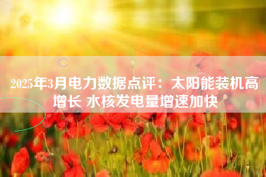 2025年3月电力数据点评：太阳能装机高增长 水核发电量增速加快