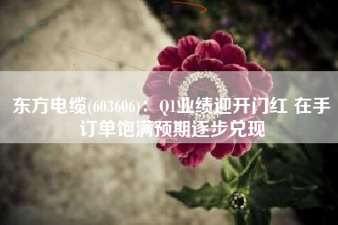 东方电缆(603606)：Q1业绩迎开门红 在手订单饱满预期逐步兑现