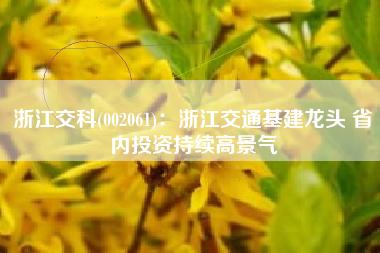 浙江交科(002061)：浙江交通基建龙头 省内投资持续高景气