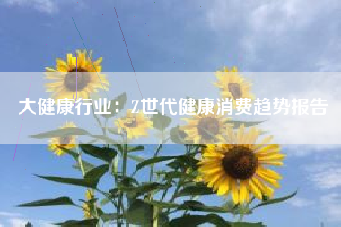 大健康行业：Z世代健康消费趋势报告