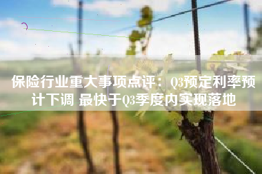 保险行业重大事项点评：Q3预定利率预计下调 最快于Q3季度内实现落地