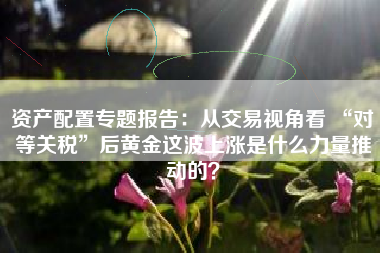 资产配置专题报告：从交易视角看 “对等关税”后黄金这波上涨是什么力量推动的？