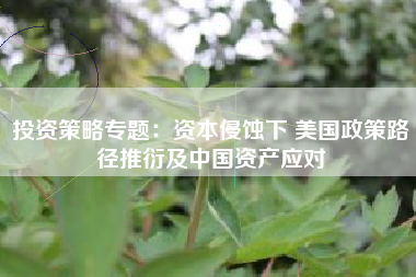 投资策略专题：资本侵蚀下 美国政策路径推衍及中国资产应对