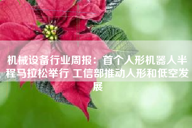 机械设备行业周报：首个人形机器人半程马拉松举行 工信部推动人形和低空发展