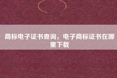 商标电子证书查询，电子商标证书在哪里下载