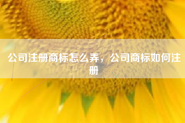 公司注册商标怎么弄，公司商标如何注册
