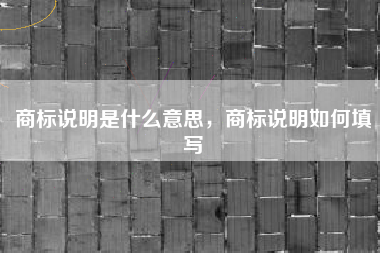 商标说明是什么意思，商标说明如何填写