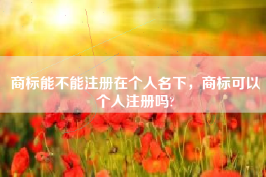 商标能不能注册在个人名下，商标可以个人注册吗?